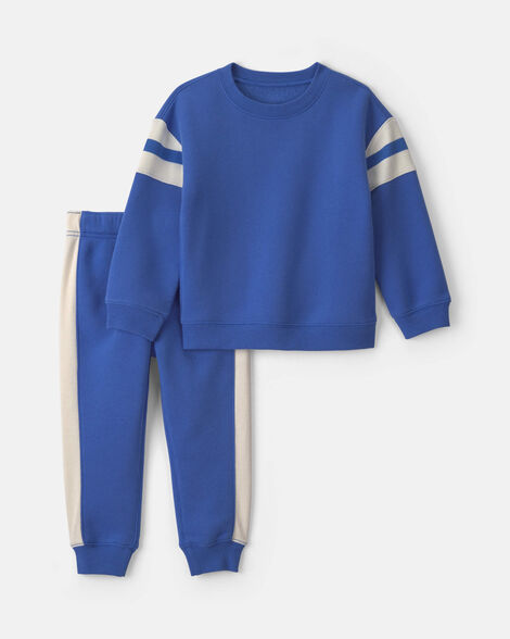 toddler boy 2-piece fleece long-sleeve top & pant set - blue