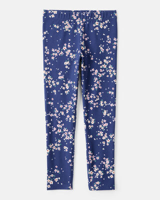 Product image 1 of Girls Floral Cotton Pull-On Stretch Leggings - Navy