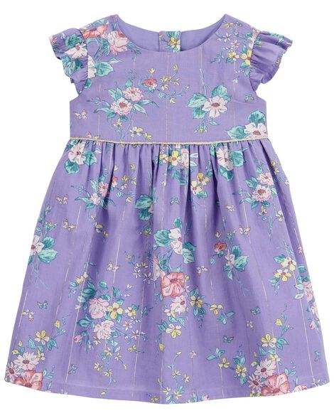 Baby Metallic Stripe Floral Print Dress - OshKosh | Carter