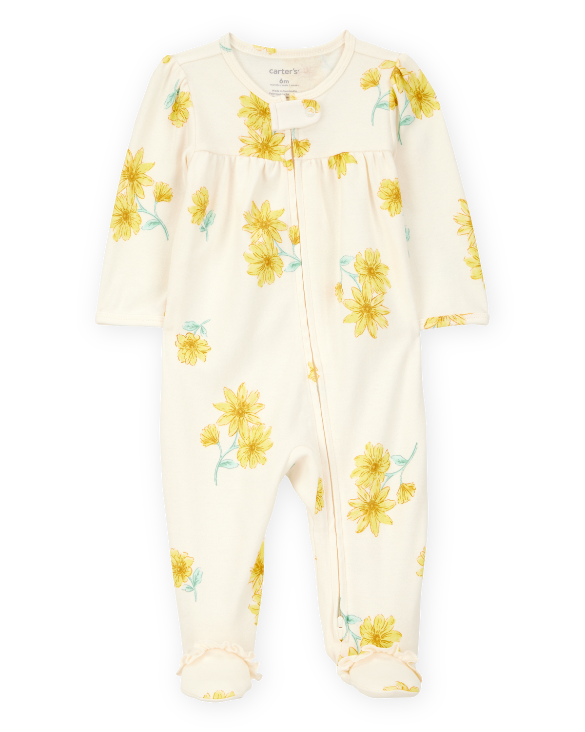 Baby Girl Floral Print 2-Way Zip Cotton Sleep & Play Pajamas