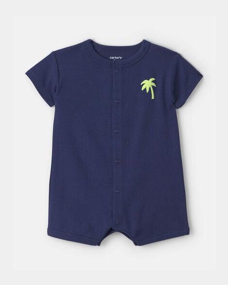 baby boy 'surf club' short-sleeve romper - navy blue