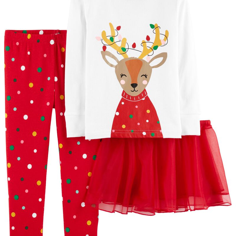 3 Piece Christmas Reindeer Snug Fit Cotton Pjs Carters Com