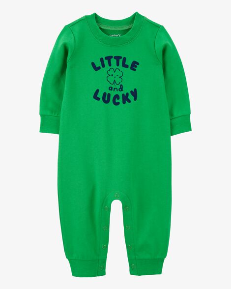  Product image 1 of Baby French Terry Long-Sleeve Jumpsuit - Green