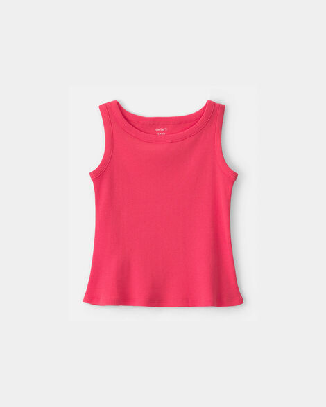 girls rib tank top - coral