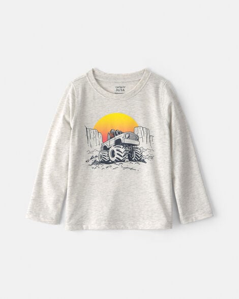toddler boy 'monster truck' long-sleeve graphic tee - grey