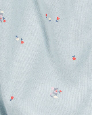 Product image 2 of Baby Floral Print Ribbed Short-Sleeve Romper - Blue