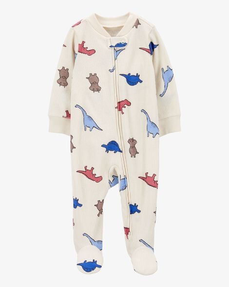Product image 1 of Baby Boy Dinosaur 2-Way Zip Waffle Knit Sleep & Play Pajamas