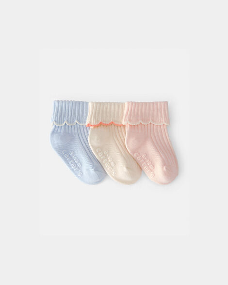 baby girl 3-pack ankle socks - pink/blue