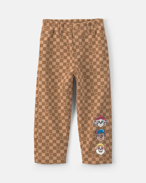 toddler boy paw patrol® checkered pull-on pants - brown