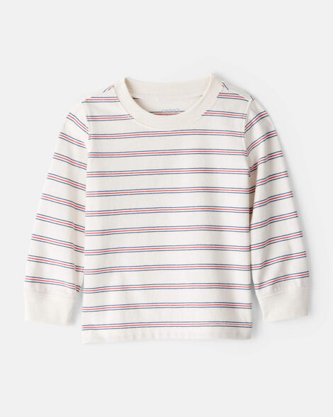 baby boy striped long-sleeve tee - ivory