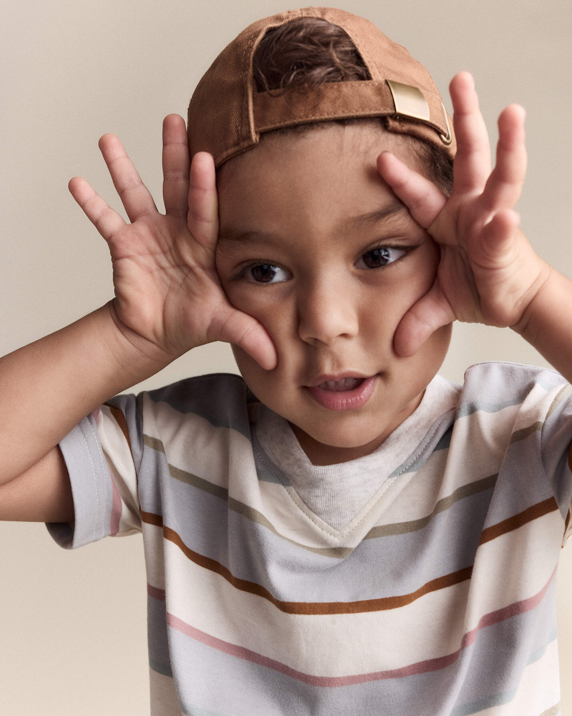 petit♪ Toddler Boy Striped Short-Sleeve Otter Pocket Tee - Cream