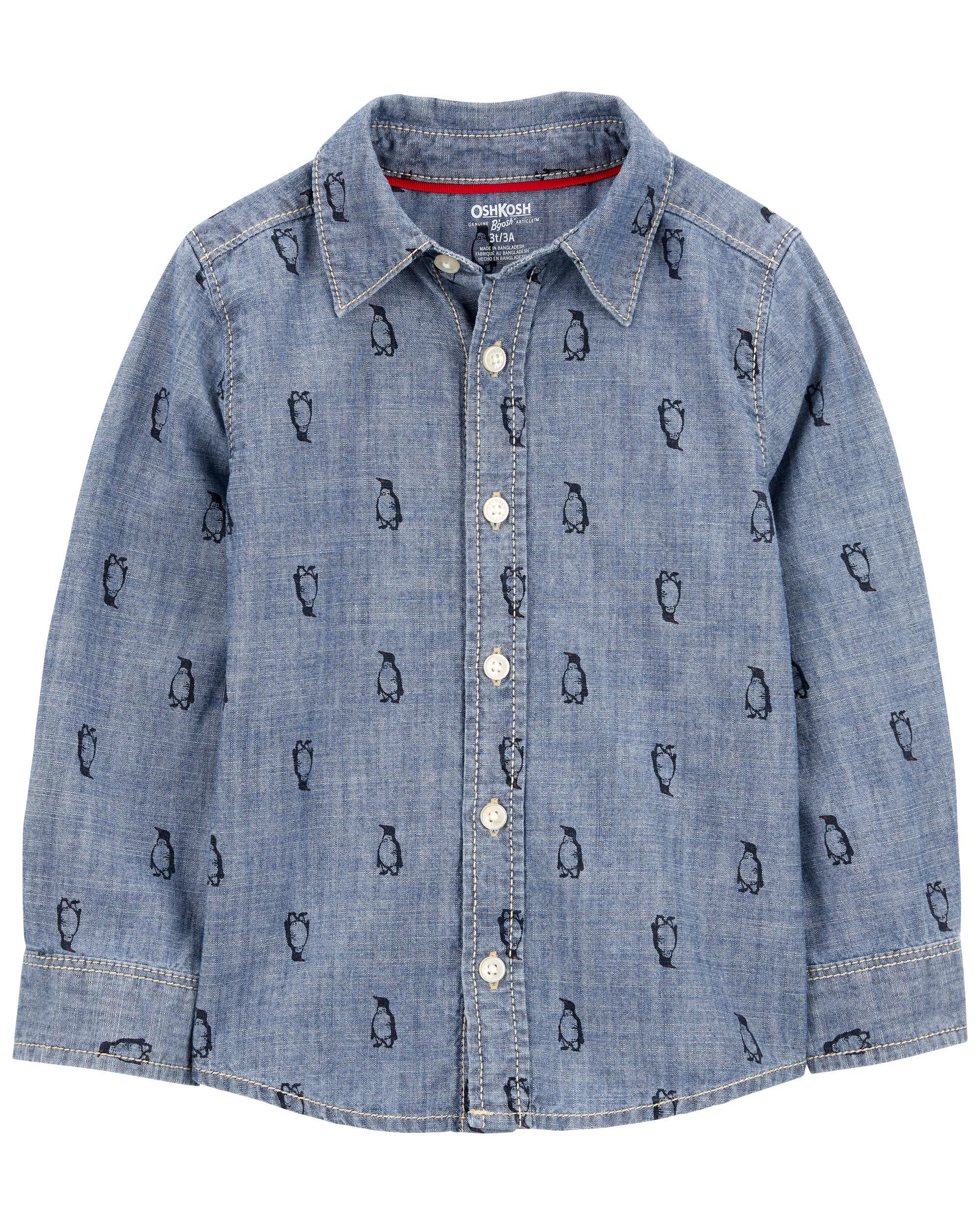 Toddler Penguin Print Button-Front Shirt - OshKosh | Carter's