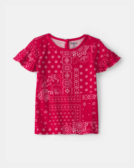 Toddler Girl Bandana Ruffle-Sleeve Top - Red