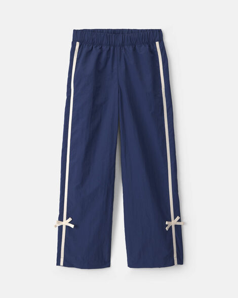 girls nylon track pants - navy blue