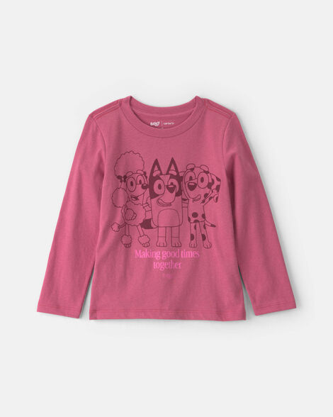 toddler girl bluey™ long-sleeve graphic tee - pink