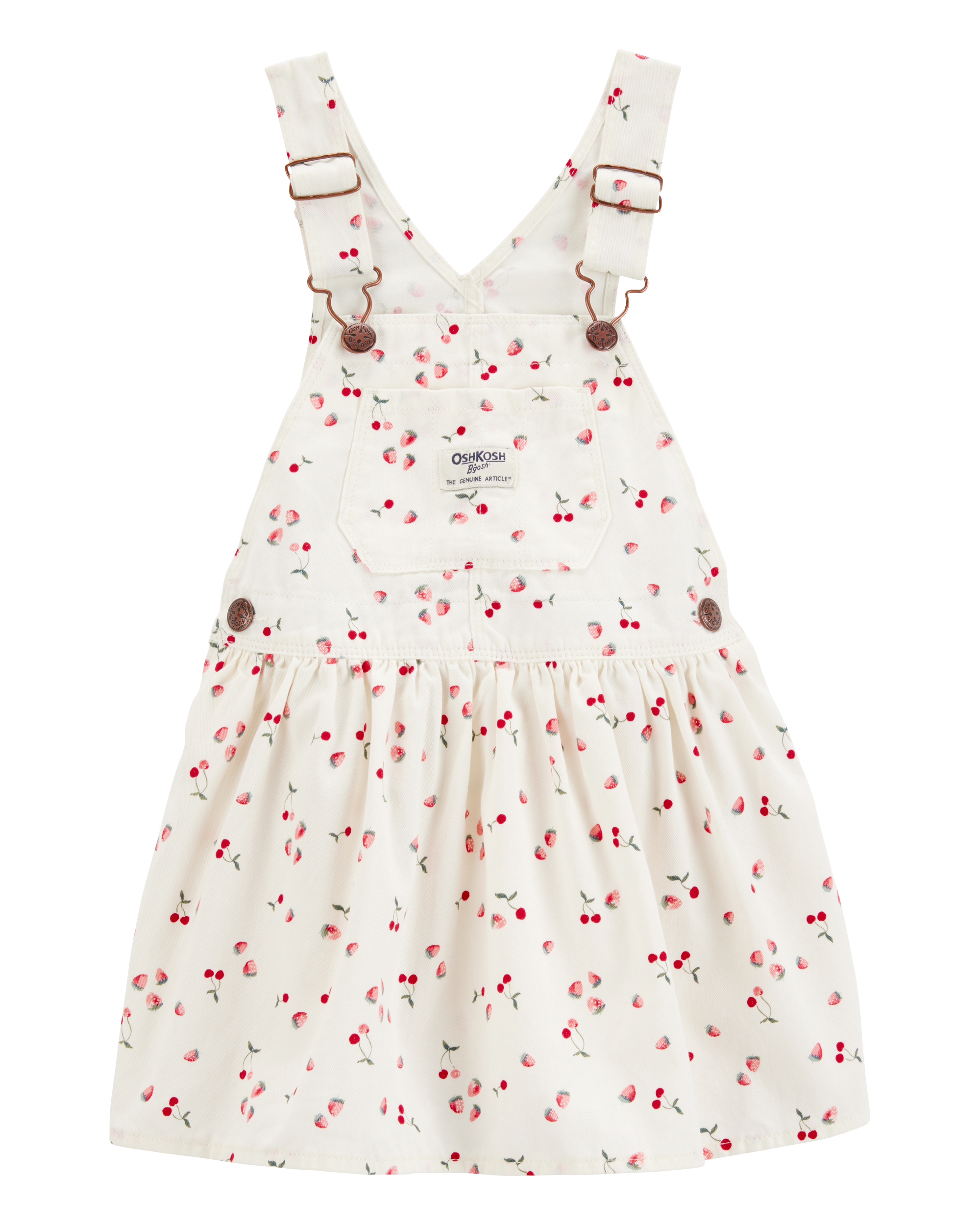 Toddler Girl Cherry-Print Jumper Dress - White