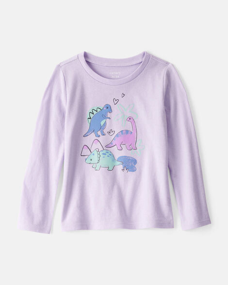 toddler girl dinosaur long-sleeve graphic tee - purple