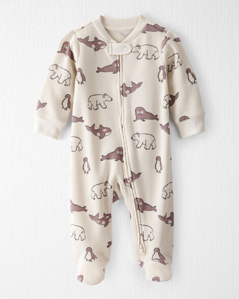 Baby Waffle Knit Sleep & Play Pajamas Made with Organic Cotton in Artic Friends Print