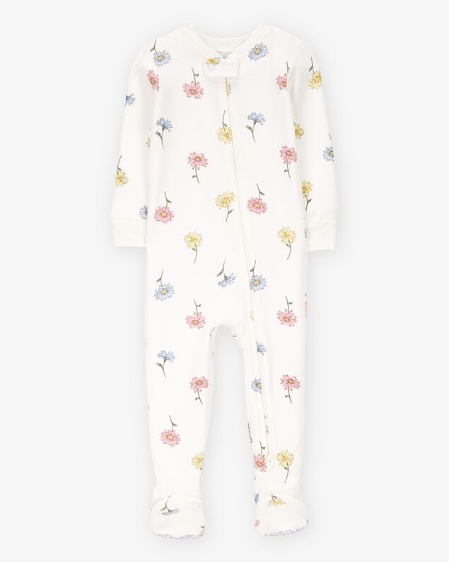Product image 1 of Baby Girl Floral Print PurelySoft Footie 1-Piece Pajamas - Ivory