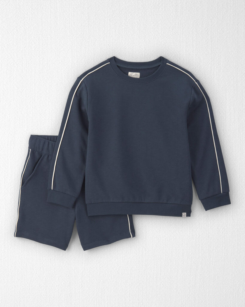 Little Planet Kids 2-Piece Organic Cotton French Terry Pullover & Short Set 6 Navy