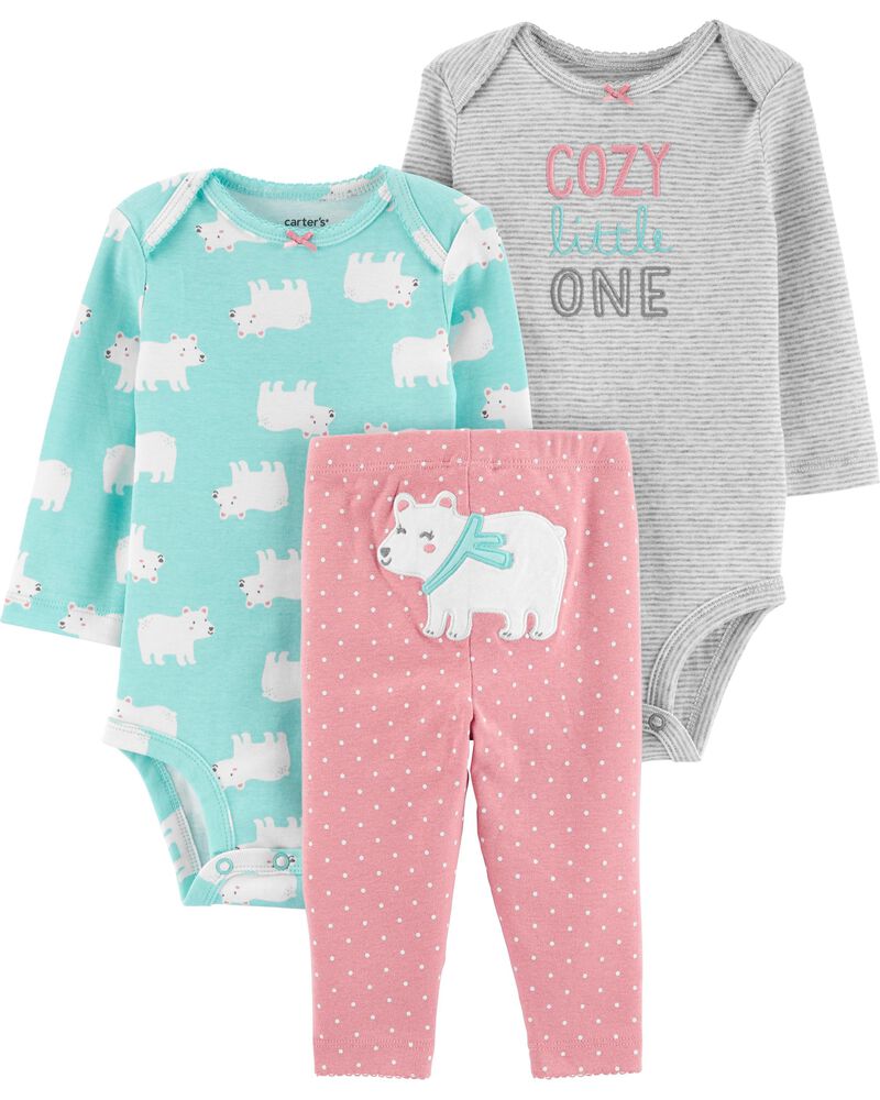 Carters Girls L//S Gown Large Polar Bear