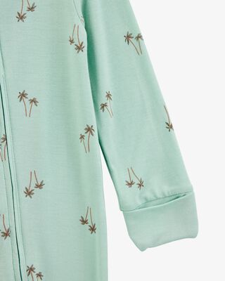 Product image 2 of Baby Palm Tree Print 2-Way Zip PurelySoft Convertible Foot Sleep & Play Pajamas - Mint