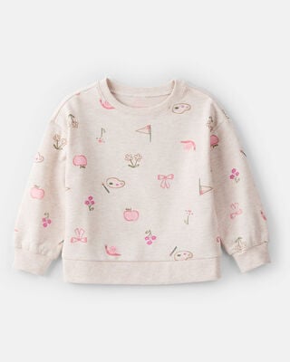Toddler Girl Apple Long-Sleeve Sweater - Ivory