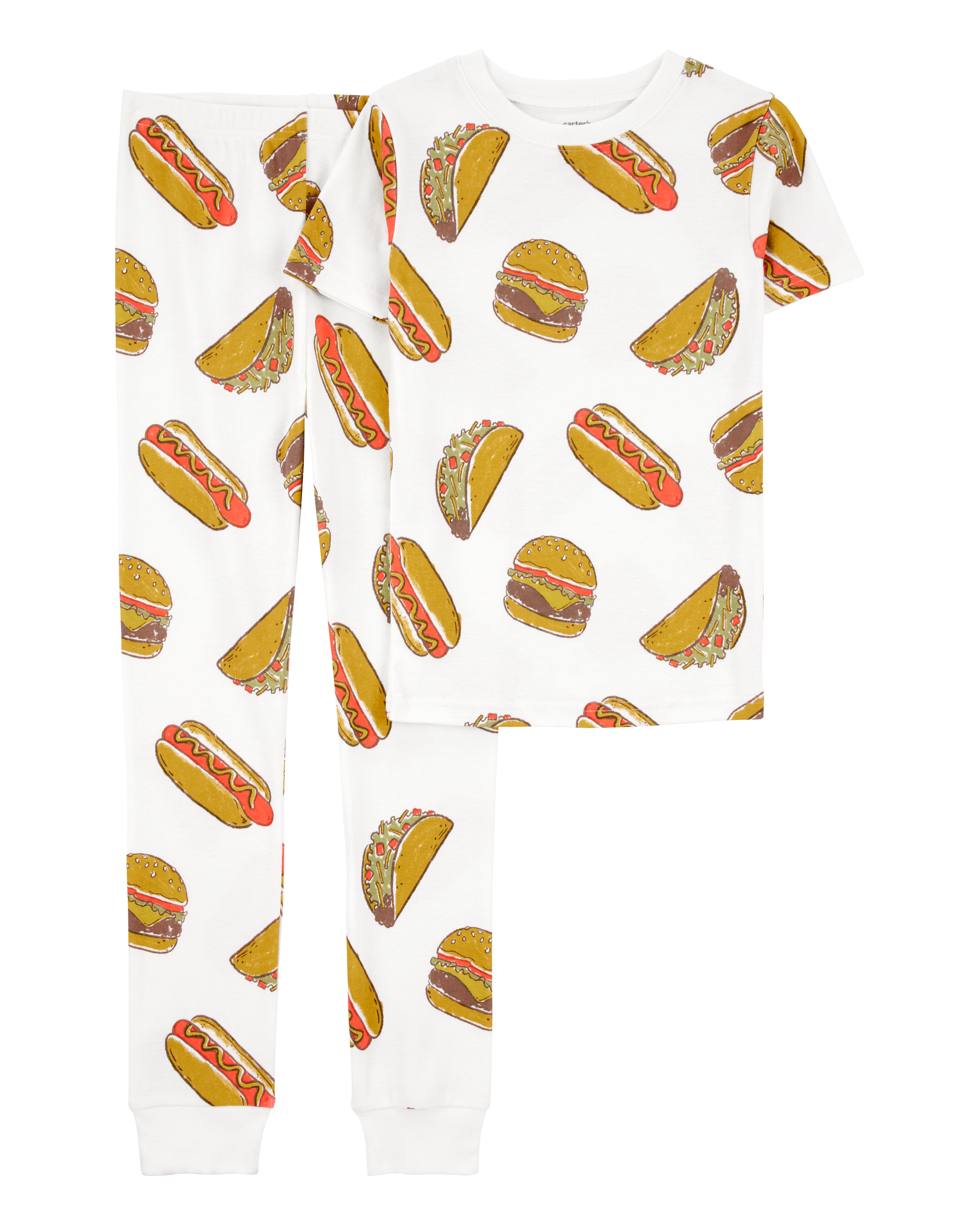 Boys 2-Piece Food Print 100% Snug Fit Cotton Pajamas - Ivory