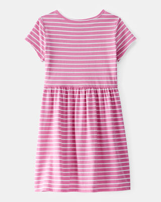 Product image 2 of Kid Striped Short-Sleeve Dress - Pink