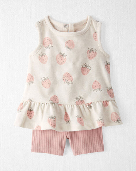 Baby Girl 2-Piece Top & Short Set Made with Organic Cotton in Strawberry Print