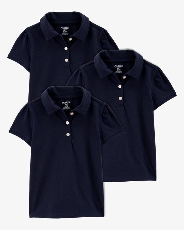Product image 1 of Toddler 3-Pack Pique Uniform Polo Shirts - Navy