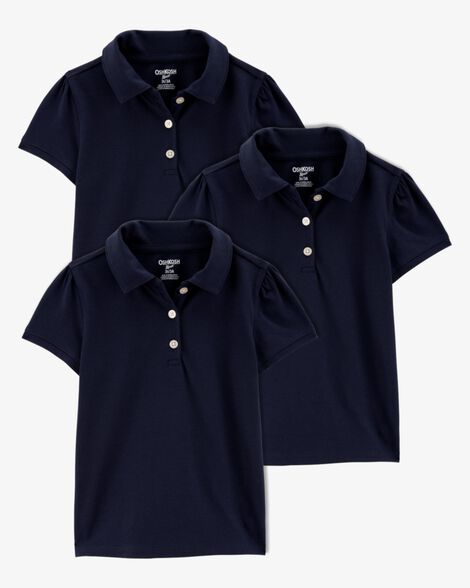 Product image 1 of Toddler 3-Pack Pique Uniform Polo Shirts - Navy