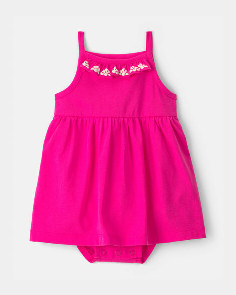 baby girl sleeveless bodysuit dress - pink