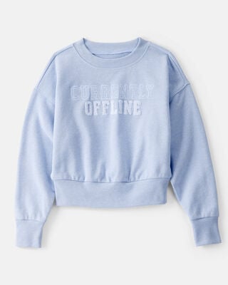 Product image 1 of Kid Oversized "Currently Offline" Graphic Sweatshirt - Blue