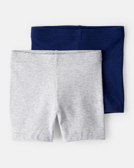 toddler girl 2-pack tumbling shorts - grey/navy