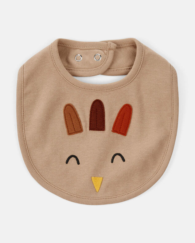 Product image 1 of Baby Thanksgiving Turkey Cotton Bib - Brown