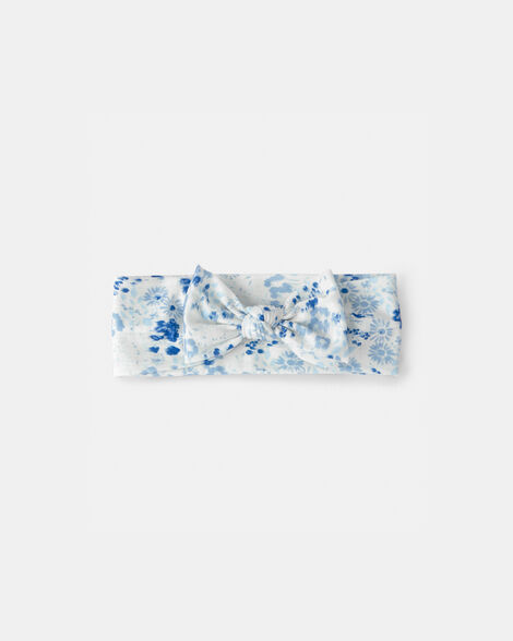 Baby Girl Floral Headwrap - Blue/White