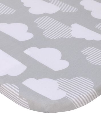 Skip Hop Cozy-Up 2-in-1 Bedside Sleeper Grey & White Clouds 100% Cotton Fitted Bassinet Sheet