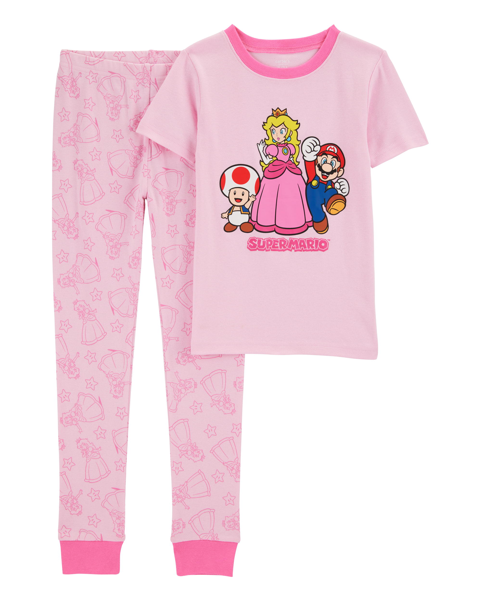 Kid Super Mario Bros™ Snug Fit Cotton 2-Piece Pajamas - Pink