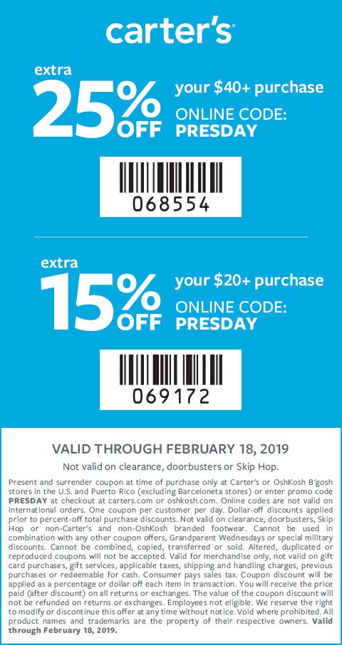 Past Carter's Coupon Codes