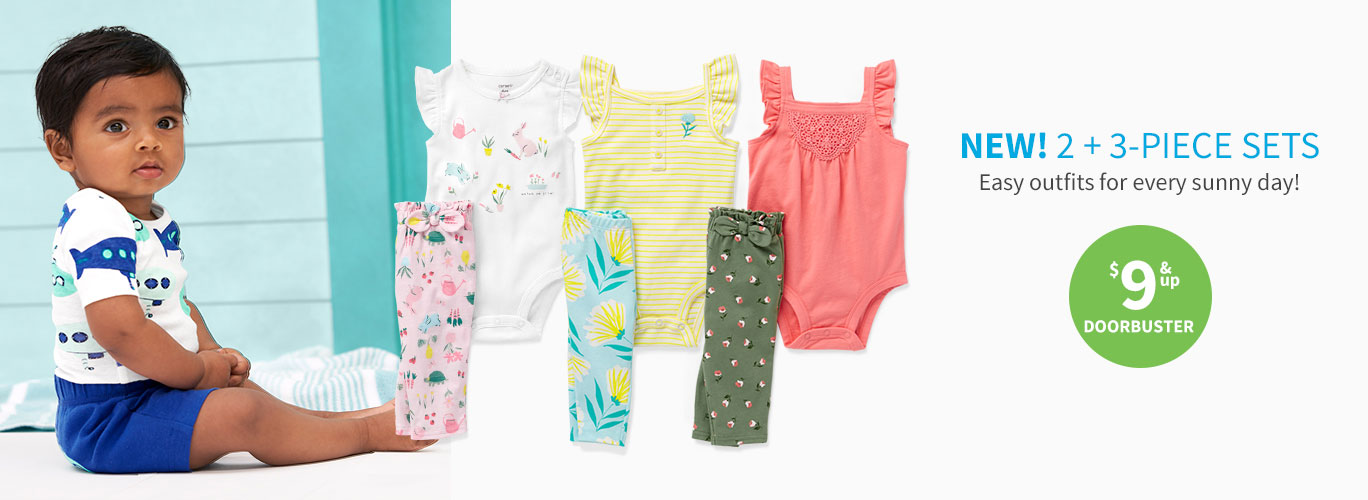 NEW! 2 + 3-PIECE SETS | Easy outfits for every sunny day! | $9 & up DOORBUSTER