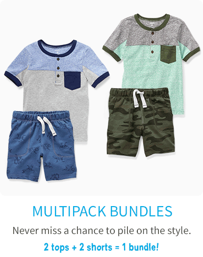 MULTIPACK BUNDLES | Never miss a chance to pile on the style. 2 tops + 2 shorts = 1 bundle!