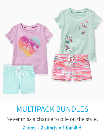 MULTIPACK BUNDLES | Never miss a chance to pile on the style. 2 tops + 2 shorts = 1 bundle!