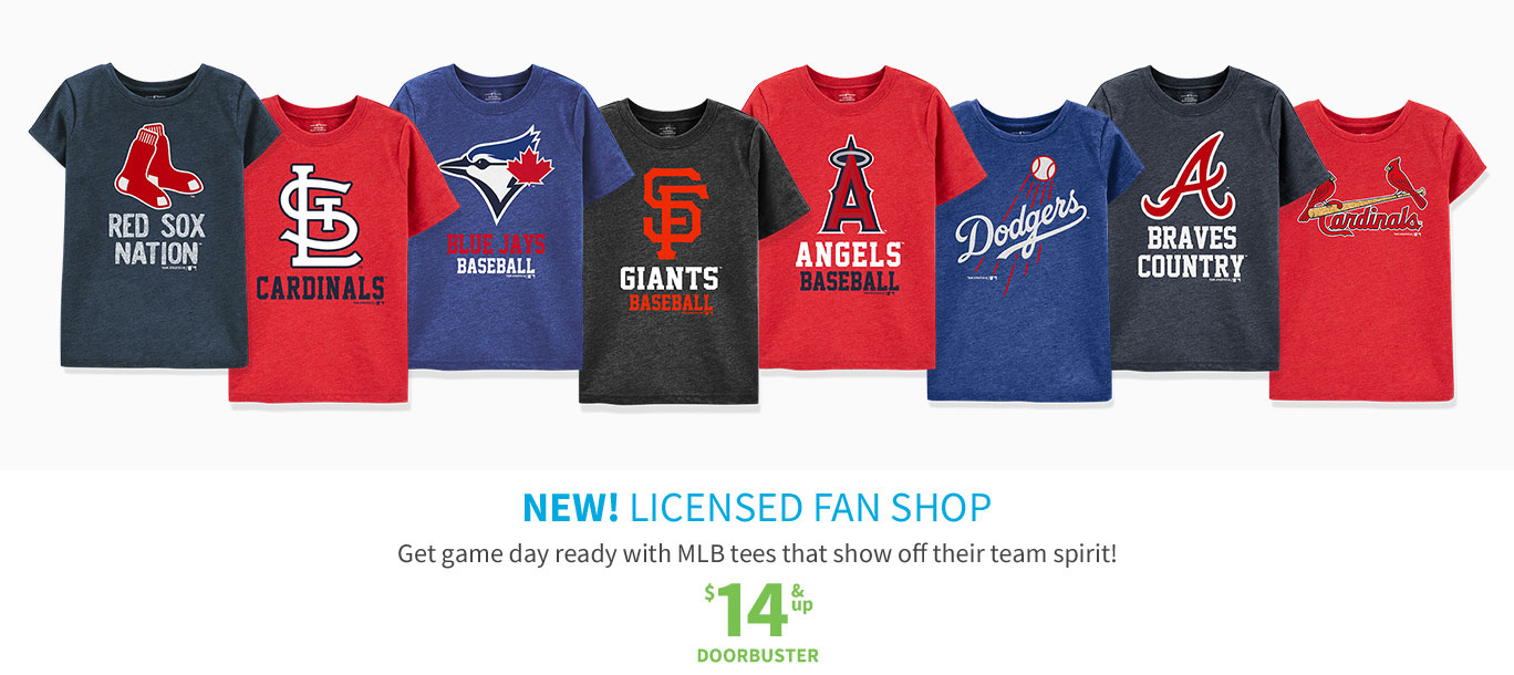 NEW! LICENSED FAN SHOP | Get game day ready with MLB tees that show off their team spirit! $14 & up DOORBUSTER