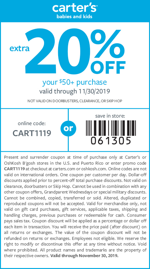 coupons for carters baby clothes