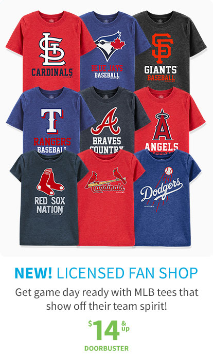 NEW! LICENSED FAN SHOP | Get game day ready with MLB tees that show off their team spirit! $14 & up DOORBUSTER