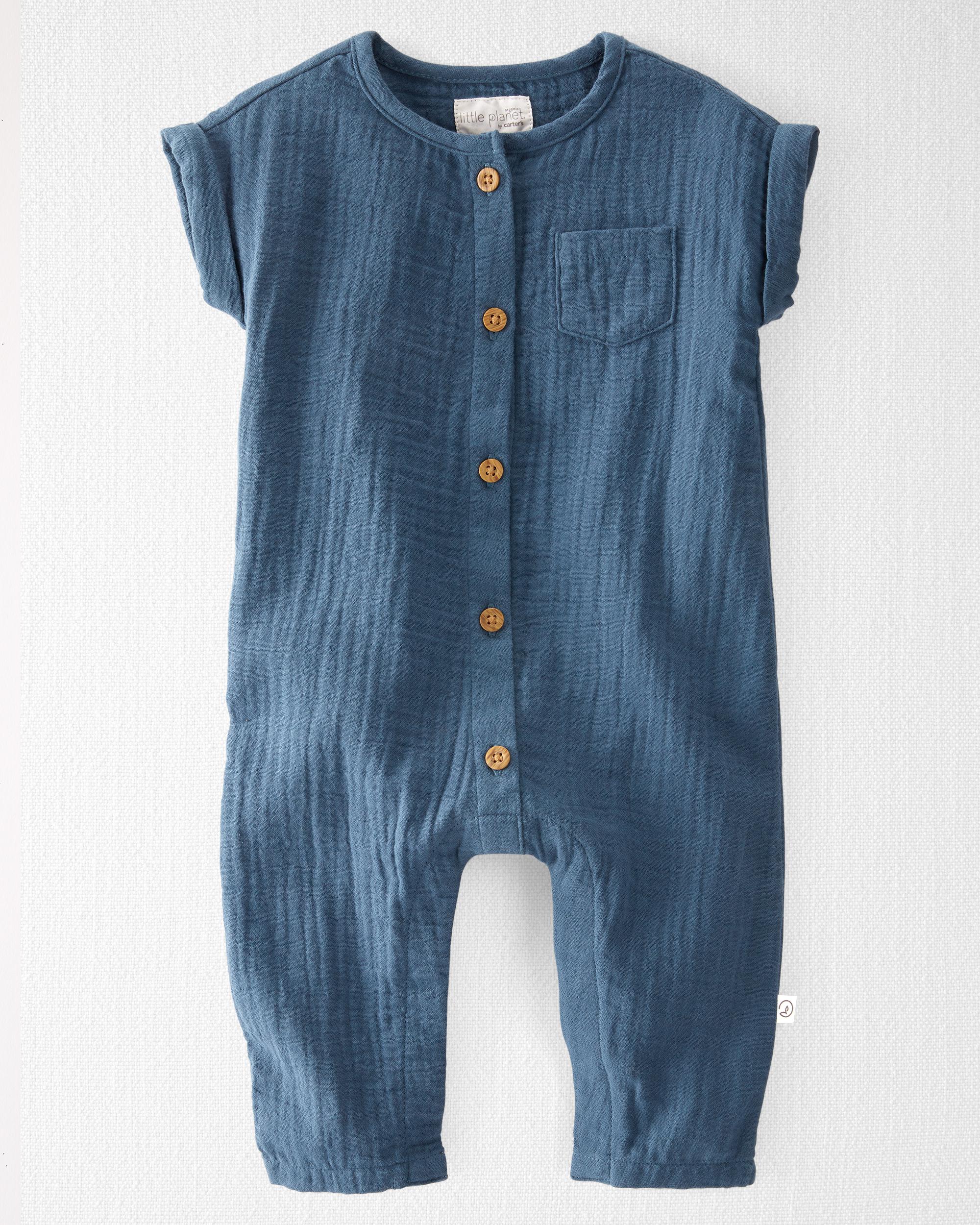 Deep Teal Organic Cotton Gauze Jumpsuit