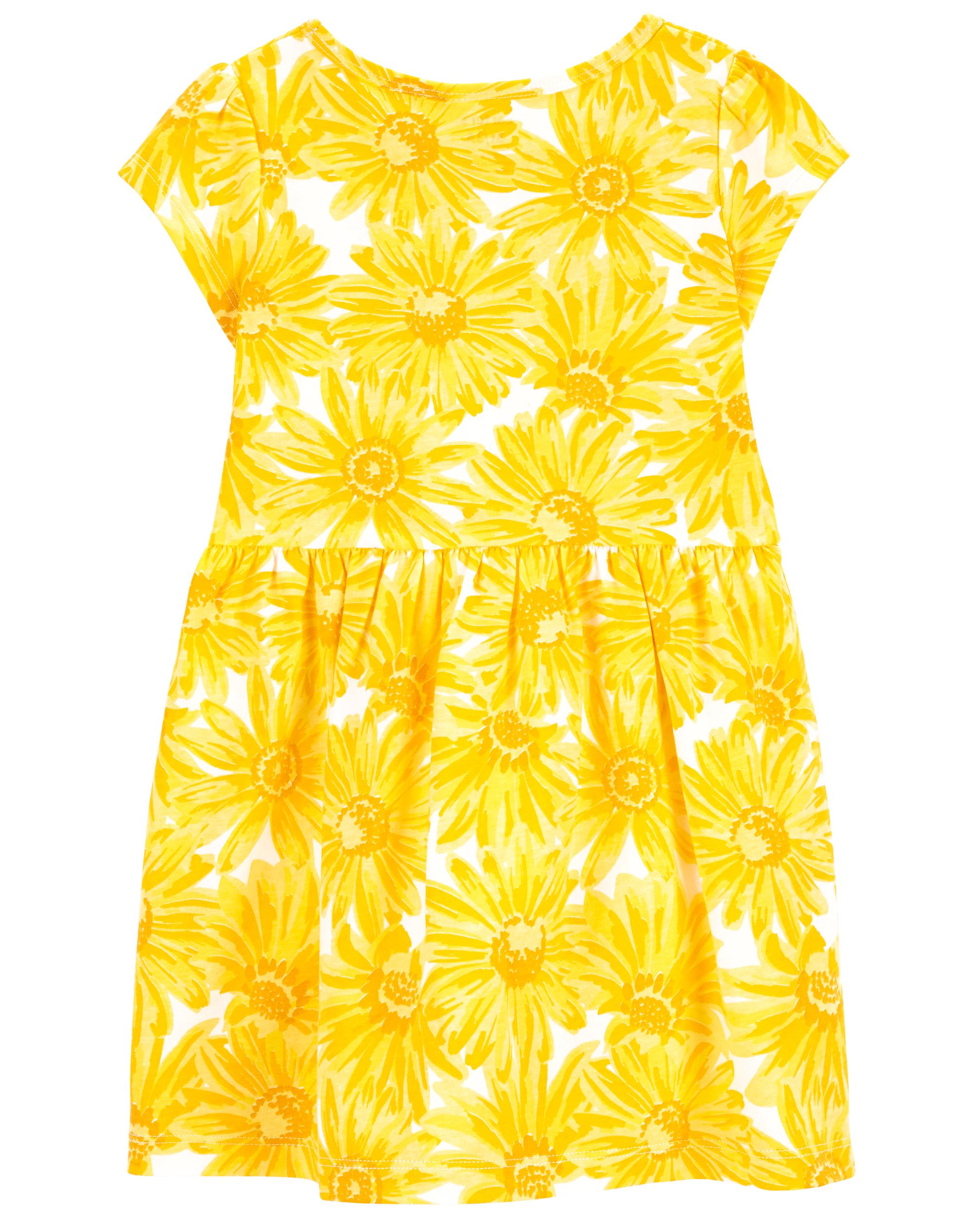 Yellow Toddler Floral Jersey Dress