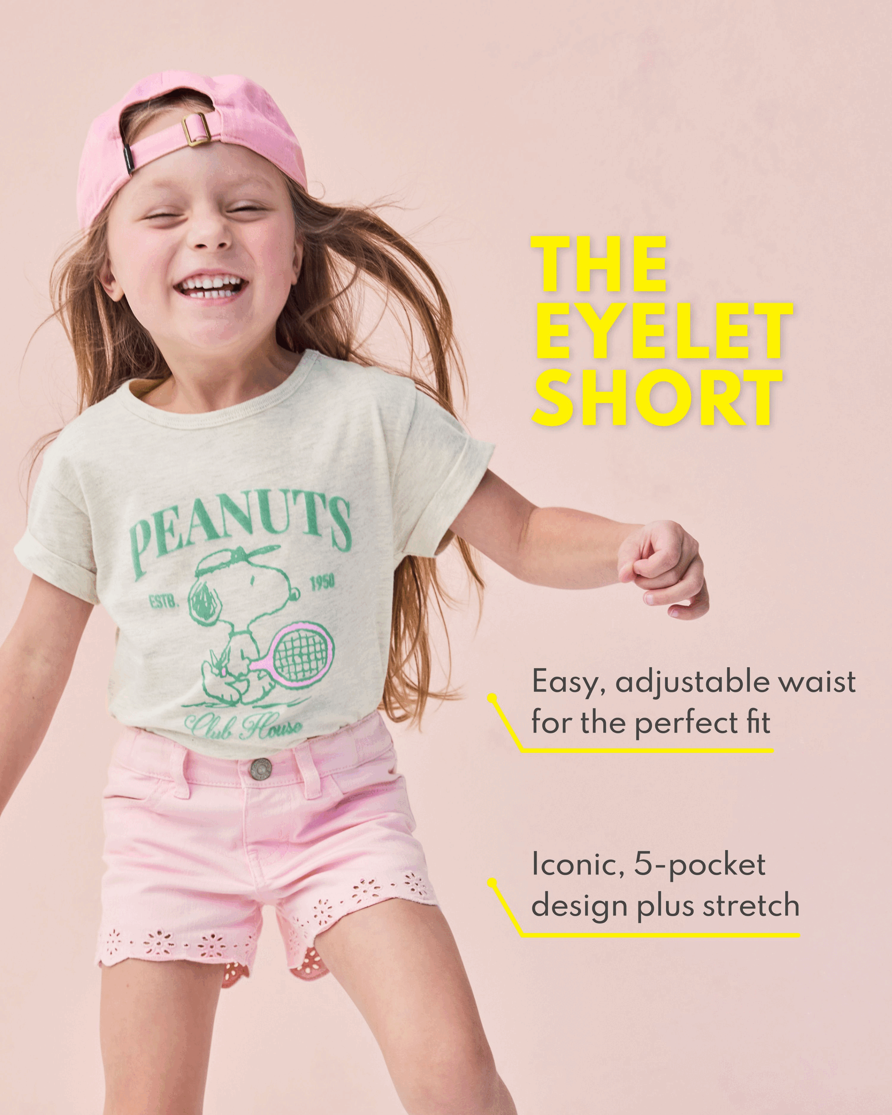 THE EYELET SHORT, Easy, adjustable waist for the perfect fit, Iconic, 5-pocket design plus stretch