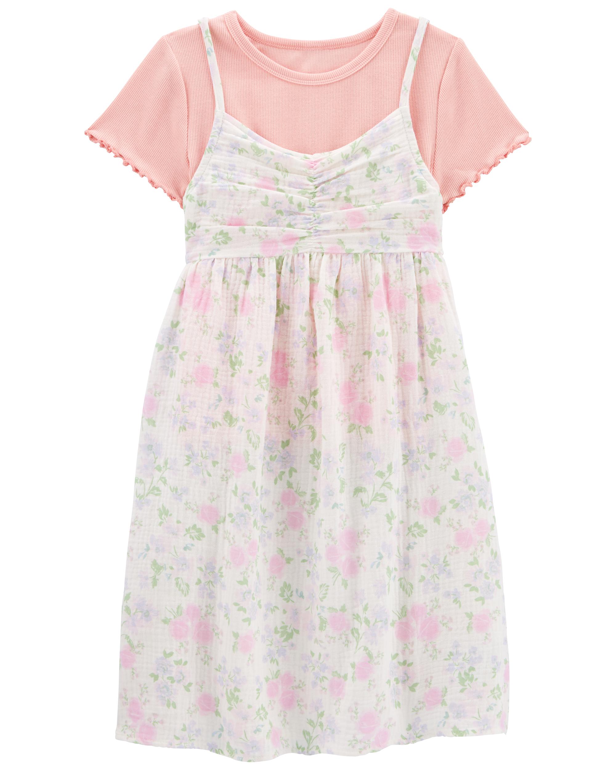 Pink/Floral Kid 2Piece 90's Babydoll Dress